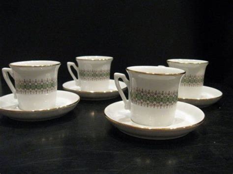 Set Of Vintage Ipa Italian Espresso Cups And Saucers Cappuccino Cups