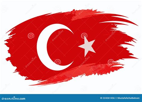 A Red and White Flag with a Star and Crescent Moon Stock Illustration ...