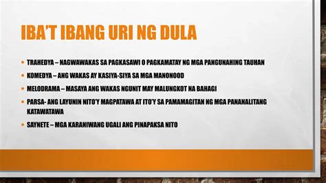 Kahulugan Ng Dula Sa Filipino 9 Unang Markhanpptx