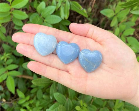 Angelite Heart Choose How Many A Grade Crystal Heart Carved