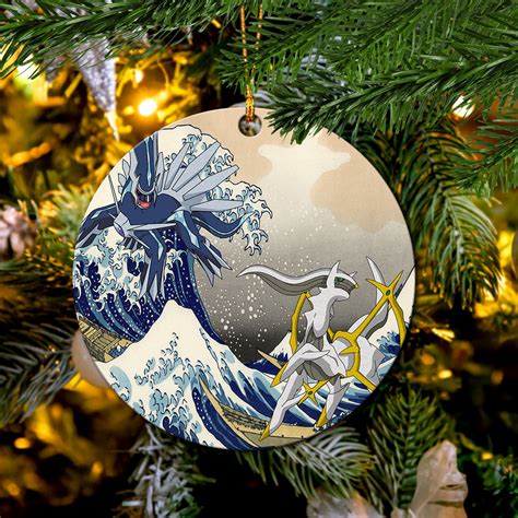 Arceus Vs Dialga Pokemon The Great Wave Mica Ornament Perfect Gift For ...