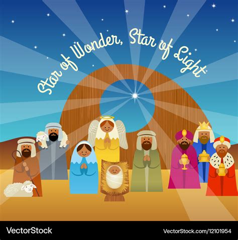 Christmas card of the nativity scene Royalty Free Vector