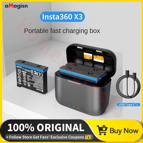 Original AMagisn Insta360 X3 Fast Charger ONE X3 Action Camera Portable