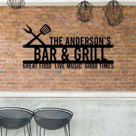 Personalized Bar And Grill Sign Grilling Gifts Sign BBQ Sign Kitchen