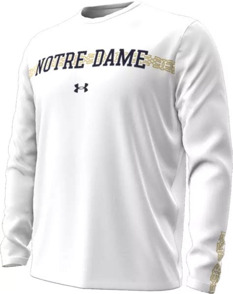 Under Armour Mens Notre Dame Fighting Irish White Long Sleeve T Shirt