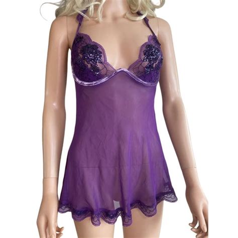 Victorias Secret Intimates Sleepwear Victorias Secret Very Sexy Lingerie Sheer Purple