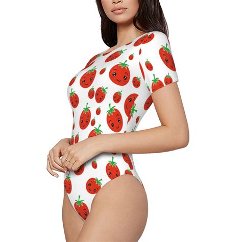 Uemuo Hand Drawn Tomatoes Pattern Womens One Piece Short Sleeve