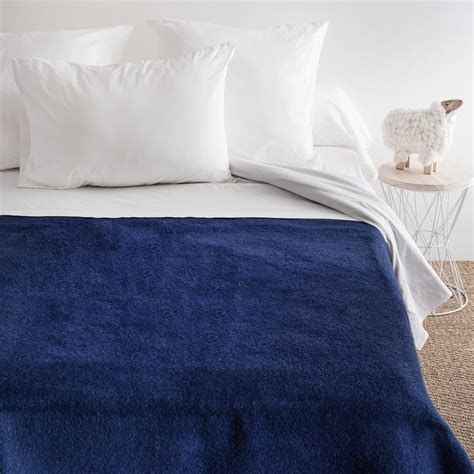 Couverture pure laine vierge Woolmark 500g m² VOLTA 180x240 cm Bleu