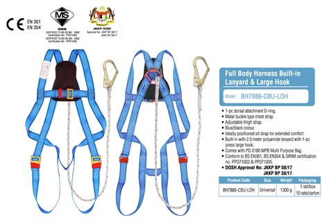 Proguard Full Body Harness Built In Lanyard And Large Hook BH7886 CBU