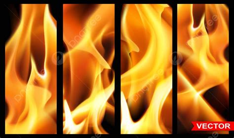 Realistic Vector Burning Fire Flames Background Flaming Design Fiery