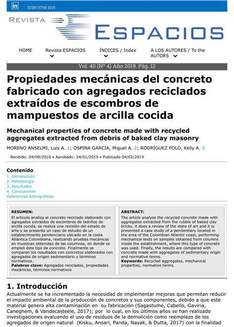 PDF Propiedades mecánicas del concreto fabricado con agregados