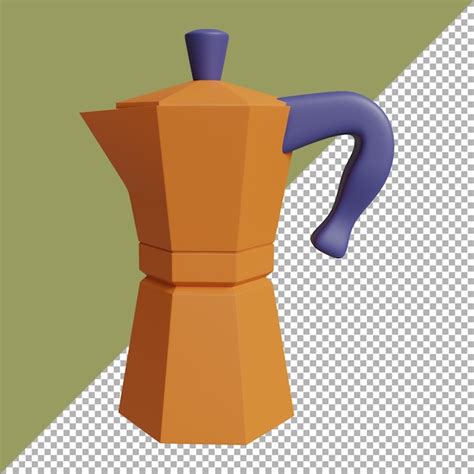 3d render ilustración dibujos animados de olla de moca Archivo PSD