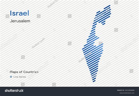 Israel Map Capital Jerusalem Shown Line Stock Vector (Royalty Free ...