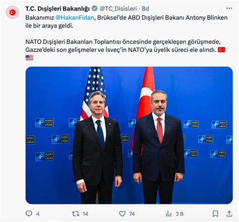 D I Leri Bakan Hakan Fidan Nato Genel Sekreteri Jens Stoltenberg Ve