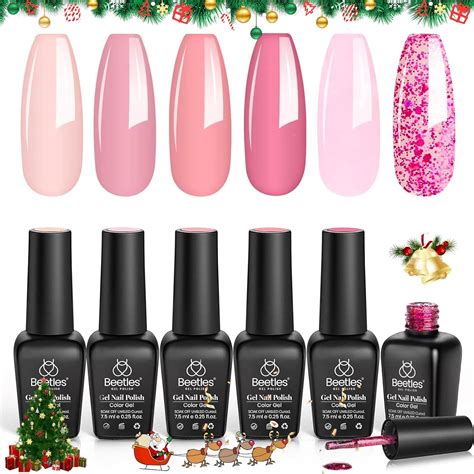 Beetles Pink Confetti Gel Nail Polish Kit Colors Nude Pink Pastel Gel Polish Glitter Set