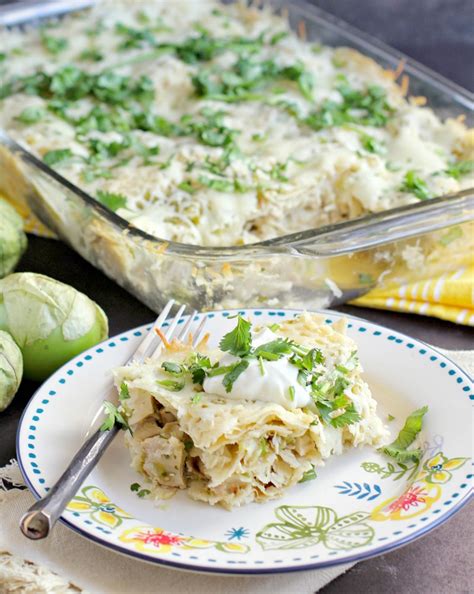 Salsa Verde Chicken Stacked Enchiladas Recipe Mexican Casserole