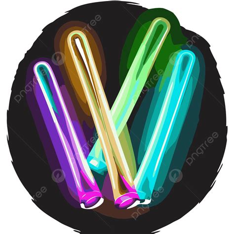 Glow Stick, Sticker Clipart Neon Sticks Vector Illustration Cartoon ...