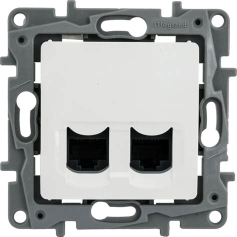 Розетка компьютерная двойная встраиваемая Legrand Etika RJ45 UTP cat 5e ...