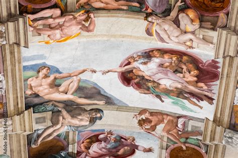 Vaticano Italia Ottobre La Creazione Di Adamo Cappella