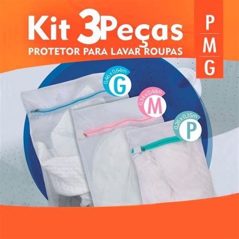 Kit Sacos Para Lavar Roupas P M G Protetor De Roupa Ntima