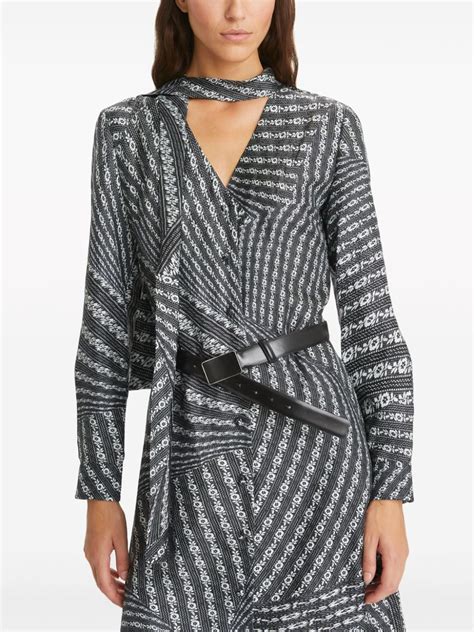 Tory Burch Graphic Print Silk Midi Shirtdress Black FARFETCH