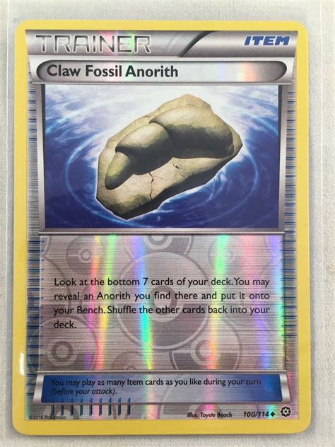 Pokemon Xy Steam Siege Trainer Claw Fossil Anorith Uncommon Rev