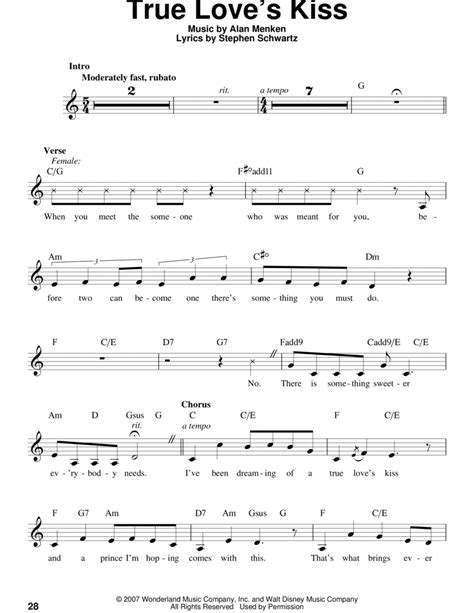 True Love S Kiss From Enchanted Voice Digital Sheet Music Sheet