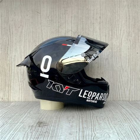 Jual HELM KYT R10 HITAM DOFF RED BULL DAN LEOPARD PAKET GANTENG