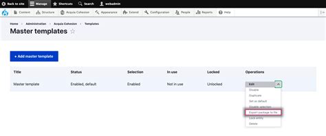Managing Your Master Templates Acquia Cohesion Docs