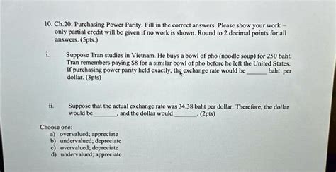 Solved Ch Purchasing Power Parity Fill In The Correct