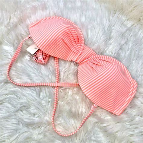 J Crew Swim J Crew Underwire Lined Bikini Top Only Bright Orange White Striped Swimwear New