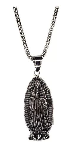 Collar Virgen De Guadalupe Acero Inoxidable L Medalla Cuotas Sin