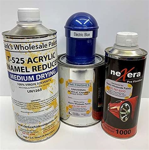 PMI Acrylic Enamel Single Stage Paint Kit (Quart Kit, Electric Blue ...