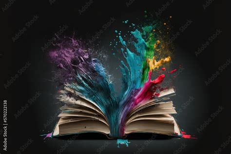 Open Book With Color Splash Illustration Concept Art Creating Ideas