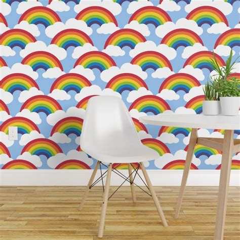 large circle rainbow - blue skies Wallpaper | Spoonflower | Wallpaper ...