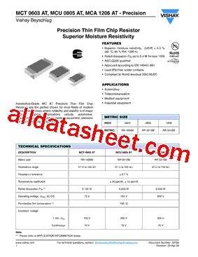 MCT0603MD0BP500 Datasheet PDF Vishay Siliconix