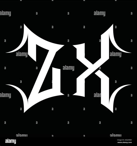 Zx Logo Monogram With Abstract Shape Blackground Design Template Stock