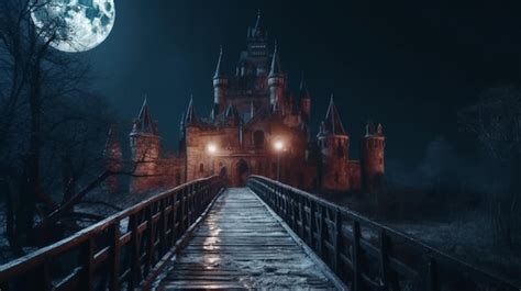 Premium Ai Image Dark Scene With Gothic Castle Gloomy Palace In Full