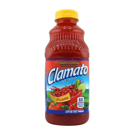 Clamato Tomato Juice Picante 32oz 12 Pack