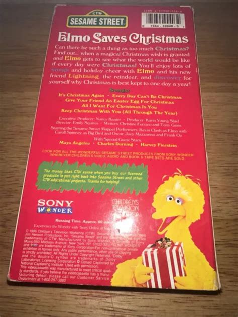 Sesame Street Elmo Saves Christmas Vhs 1996 Ctw Sony Wonder 13 36 Picclick Ca