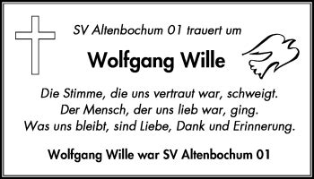 Traueranzeigen Von Wolfgang Wille Trauer In Nrw De