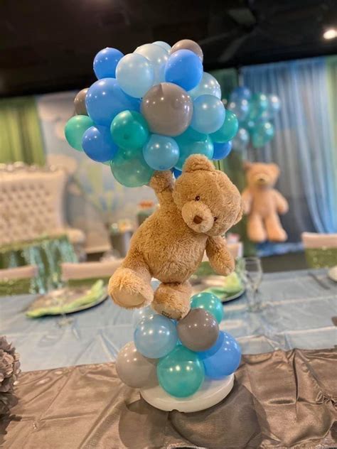 Floating Teddy Bear Centerpiece Boy Baby Shower Centerpieces Balloon