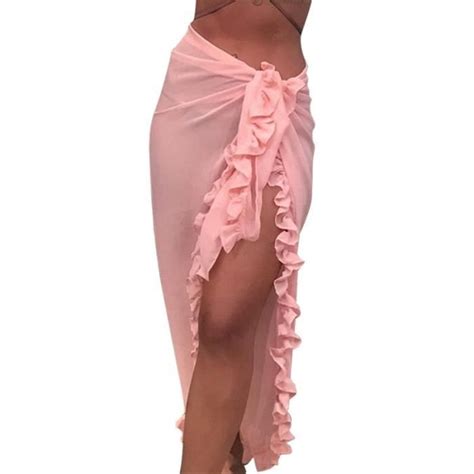 Robe De Plage Volants Sarong Bikini Mousseline De Soie Jupes Porte Feuille Maillots De Bain
