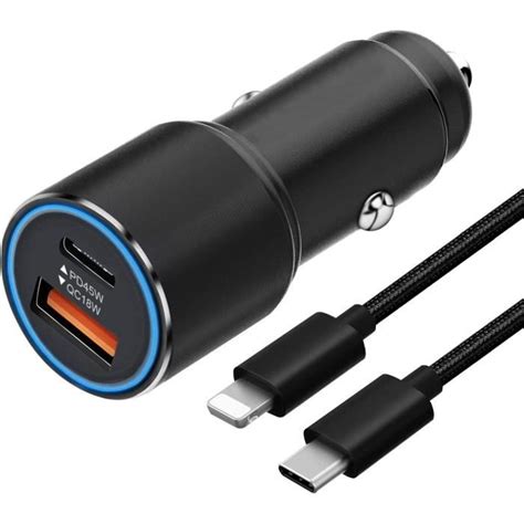 W Chargeur Voiture Usb C W Pd Quick Charge W Et Cable Pour