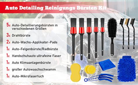 Wt Auto Reinigungs Bürsten Set 15 Pcs Felgenbürste Auto Detailing Set