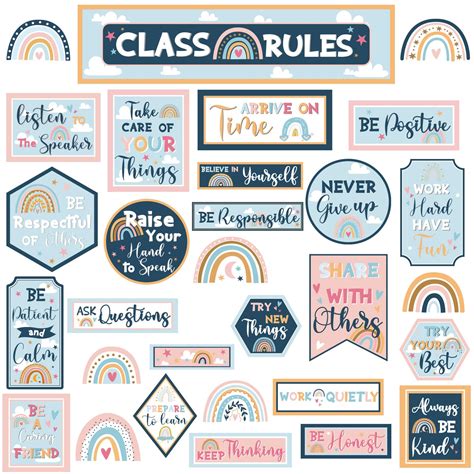 Buy Class Rules Bulletin Board Decorations Boho Rainbow Classroom Rules Motivational Bulletin