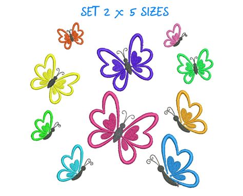 Butterfly Embroidery Design Butterflies Set Embroidery Designs ...