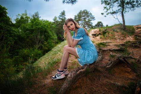 Dmitry Shulgin Forest Summer Dress Nature Brunette Women