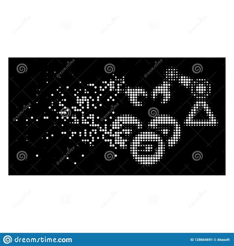 Bright Dissolving Pixel Halftone Dash Mining Robotics Icon Stock Vector