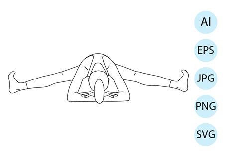 Line Art Yoga Seated Straddle Pose Graphic by littlebeeshop · Creative Fabrica